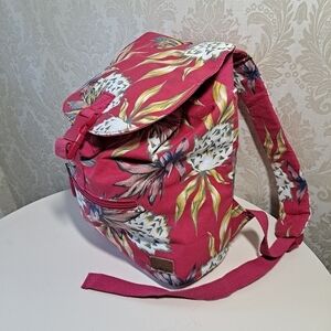 Roxy Backpack floral canvas hot pink